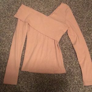 Pink long sleeve over the shoulder